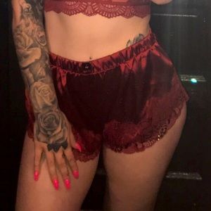 Maroon satin/silky lingerie/pajama shorts
